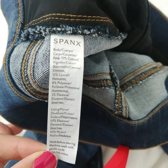 Spanx High Rise Distressed Ankle Skinny Jeans in Medium Wash Medium - Picture 11 of 16